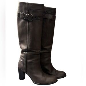 Beautiful Gray Italian Leather Heeled Boots